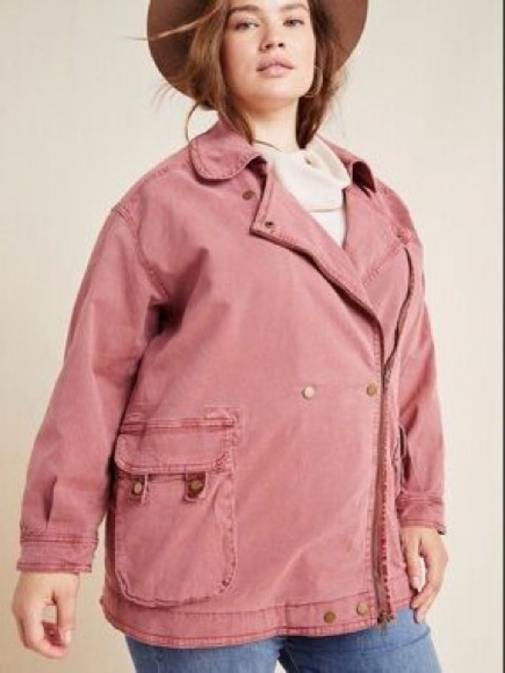 Anthropologie Lettie relaxed moto parka jacket faded size 1XL. See photos